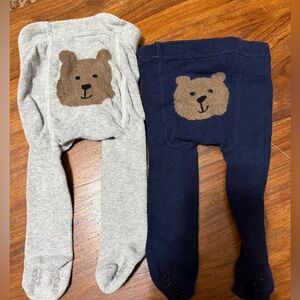 Bundle of 2 Baby Gap Brown Bear Footed Tights